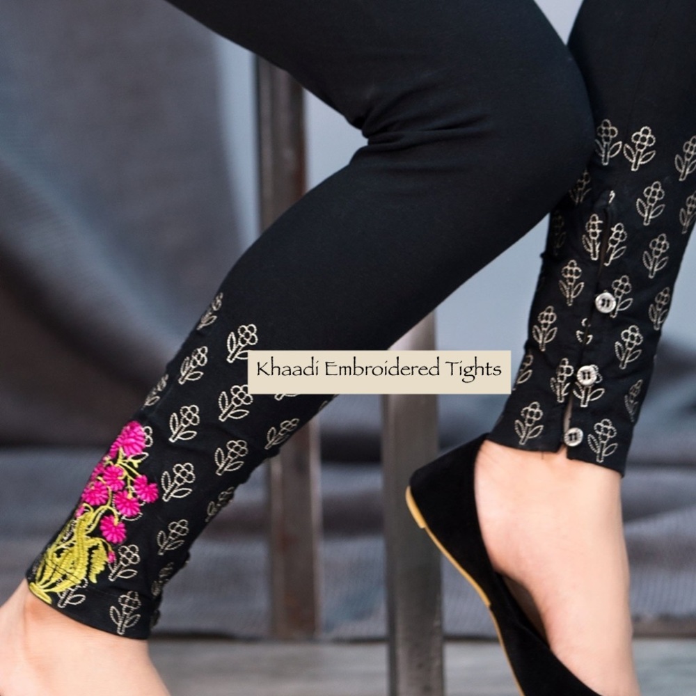 Khaadi Black Embroidered Tights - Size 12
